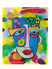 Tableau abstrait multicolore d'occasion  Allaire