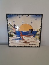 Torrevieja Art Tile Display Ceràmica De La Bisbal pescador pintado à mão 8x8"  comprar usado  Enviando para Brazil