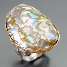 Anel de concha Abalone natural loja exclusiva prata esterlina 925 tamanho 13 /R401365 comprar usado  Enviando para Brazil