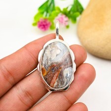 Pingente de pedra preciosa ágata de renda louca branca feito à mão prata esterlina 925 presente joia comprar usado  Enviando para Brazil