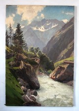Joseph Rummelspacher (1852-1921) Duży górski krajobraz "Floitental mit Grünberg" na sprzedaż  PL