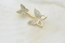 Piercing de umbigo corpo borboleta folheado a ouro amarelo 14K micro criado em laboratório comprar usado  Enviando para Brazil