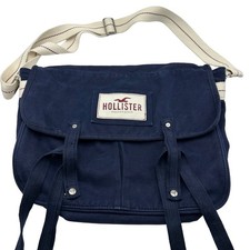 Bolsa carteiro vintage Y2K Hollister azul lona bolsos tote 12x18" alça de ombro comprar usado  Enviando para Brazil