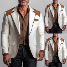 Blazer masculino ao ar livre casual entalhe lapela peito único jaqueta da moda personalizada comprar usado  Enviando para Brazil
