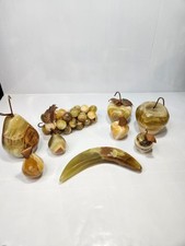 Pedra ônix polida vintage frutas pera, maçã, uvas esculpida em mármore comida MCM  comprar usado  Enviando para Brazil
