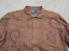 Camisa Polo Ralph Lauren Marrom 2 Tons Paisley Manga Longa Ajuste Personalizado Tamanho G Boa!, usado comprar usado  Enviando para Brazil
