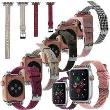 Acessórios para relógio de lona Pulseira de luxo para Apple iWatch Series 7 6 5 4 3 2 comprar usado  Enviando para Brazil
