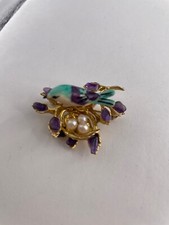 Broche assinado SWOBODA Vintage Pássaro Azul NINHO Pássaro Azul Ovos, Pérolas comprar usado  Enviando para Brazil