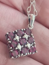 Silver garnet necklace for sale  BIRMINGHAM