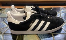 Tênis Adidas Originals Gazelle Shoes camurça preta, branco/metálico dourado M EUA 10, usado comprar usado  Enviando para Brazil