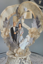 Topper de bolo de casamento vintage, costa noiva e noivo década de 1940 coração de renda 25º aniversário comprar usado  Enviando para Brazil