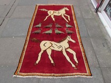 Vintage Tradicional Mano Hecho Oriental Gabbe Lana Rojo Tapete 195x106cm Animal comprar usado  Enviando para Brazil