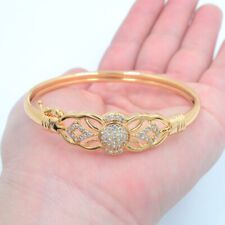 Brazalete brazalete de topacio transparente relleno de oro amarillo de 18 K para mujeres con flores y joyas segunda mano  Embacar hacia Argentina