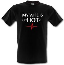 Minha esposa é psicótica minha esposa é quente, engraçado Slogan Heavy Cotton T-shirt Todos Os Tamanhos, usado comprar usado  Enviando para Brazil
