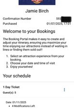 Alton towers tickets for sale  SHEFFORD