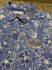 Camisa masculina Florida Gators Tommy Bahama XL azul floral Tiki Luau algodão com botões comprar usado  Enviando para Brazil
