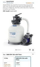 Bomba de filtro de areia AQUASTRONG 16 polegadas para piscina acima do solo com temporizador 3/4 HP 3800GPH comprar usado  Enviando para Brazil