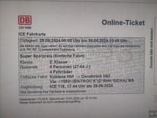 Zugticket koblenz snabrück gebraucht kaufen  Wallenhorst