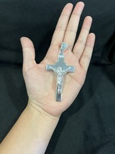 Pingente medalha de prata esterlina 925 masculino feminino grande INRI Jesus cruz crucifixo comprar usado  Enviando para Brazil