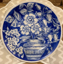 Usado, Placa de arte pintada à mão POLÔNIA tradicional azul floral 1978 ASSINADA - Frete grátis comprar usado  Enviando para Brazil