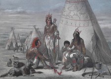 Cachimbo de fogo família tenda INDIAN CAMP cachorros fumantes - 1865 COR estampa antiga comprar usado  Enviando para Brazil