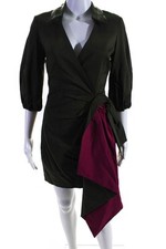 Vestido One 33 Social Feminino Gola V Assimétrico Envoltório Oliva Magenta Tamanho 2 comprar usado  Enviando para Brazil