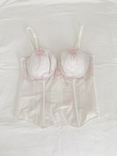 vintage rosa e branco renda floral fita laço espartilho bustiê top coquette Y2K ♡ comprar usado  Enviando para Brazil
