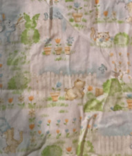 Usado, Folha de berço vintage gato coelho urso cerca de portão verde azul laranja floral comprar usado  Enviando para Brazil