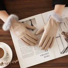 Luvas femininas de couro de carneiro reais punhos de pele de vison luvas luvas quentes de inverno comprar usado  Enviando para Brazil