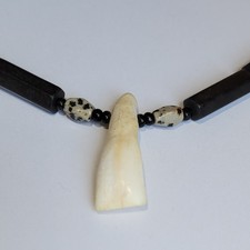 Pingente de dente de búfalo nativo americano ônix preto pedra dálmata colar 20 polegadas comprar usado  Enviando para Brazil