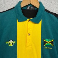 Camisa polo masculina vintage Jamaica grande verde amarela preta colorblock França 98 comprar usado  Enviando para Brazil