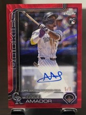 2025 Topps Chrome Adael Amador Rookie Auto RC Refrator Vermelho /5 SSP! comprar usado  Enviando para Brazil