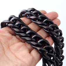 Collar de cadena de eslabones cubanos de acero inoxidable enchapado en negro para hombre 9-20 mm segunda mano  Embacar hacia Mexico