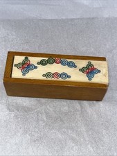 Conjunto completo de dominó miniatura vintage em caixa de madeira deslizante superior, usado comprar usado  Enviando para Brazil