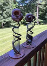 pair vases flower glass for sale  South Burlington