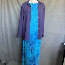 Vestido maxi vintage coleção RJ sem mangas floral turquesa tamanho 6 artístico anos 90 Y2K comprar usado  Enviando para Brazil