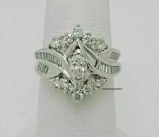 Anel de casamento 2 quilates corte marquesa criado em laboratório aglomerado de diamante folheado a ouro branco 14K comprar usado  Enviando para Brazil