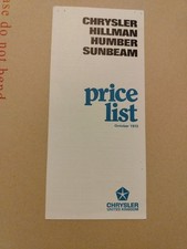 Chrysler price list for sale  SELBY