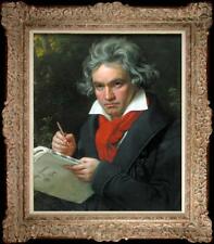 Pintura a óleo antiga feita à mão Master-Art Beethoven sobre tela 20"x24" comprar usado  Enviando para Brazil