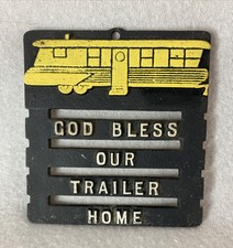 Antigo God Bless Our Trailer Home Metal Móvel Home Camper Trivet 5” Fabricado Nos EUA, usado comprar usado  Enviando para Brazil