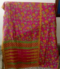 Indian Hecho a mano Talla Doble Algodón Kantha Edredón Colcha Manta Decoración segunda mano  Embacar hacia Mexico
