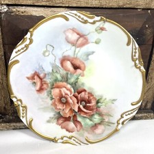 Linda placa pintada à mão vintage com flores e acabamento dourado assinada 10” 1968 comprar usado  Enviando para Brazil