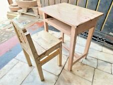Usado, CONJUNTO ANTIGO VINTAGE FEITO À MÃO DE MADEIRA MACIÇA INFANTIL/ESTUDO INFANTIL/MESA DE JANTAR E CADEIRA comprar usado  Enviando para Brazil