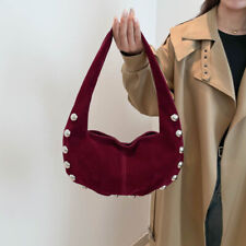 Bolsa Hobo Feminina de Camurça Bolsa de Ombro cravejada Cor Sólida Bolsa de Mão para Trabalho (Vermelha) comprar usado  Enviando para Brazil