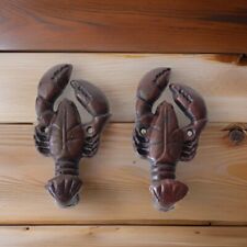 Conjunto de 2 ganchos de parede rústicos de ferro fundido vermelho lagosta decoração náutica casa de campo em excelente estado usado comprar usado  Enviando para Brazil