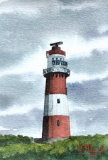 ORIGINAL AQUARELL -  Kleiner Leuchtturm auf Borkum. comprar usado  Enviando para Brazil