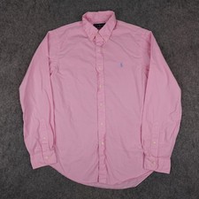 Camisa polo masculina Ralph Lauren rosa média ajuste clássico Oxford botão para baixo pônei, usado comprar usado  Enviando para Brazil