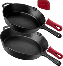Conjunto de frigideiras de ferro fundido Cuisinel pré-temperadas 2 peças panela 10" 12" 2 PACOTES - Preto comprar usado  Enviando para Brazil