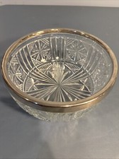 TIGELA DE FRUTAS vidro prensado aro prata transparente Starburst e vertical Inglaterra 8" comprar usado  Enviando para Brazil