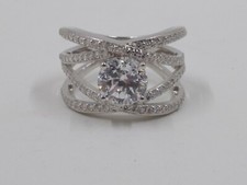 Anel solitário de prata esterlina com zircônia cúbica Diamonique Openwork, usado comprar usado  Enviando para Brazil